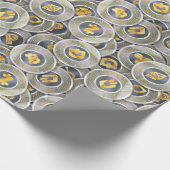 Cryptocurrency Modern Grey Gold Coin Pattern Cadeaupapier (Hoek)