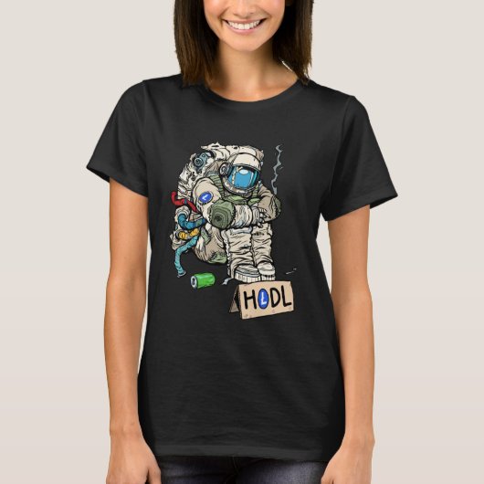 Cryptocurrency Talk Astronaut Hodler Begging For T-shirt (Voorkant)