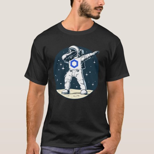 Cryptocurrency Talk Fun Chainlink Dabbing Space M T-shirt (Voorkant)
