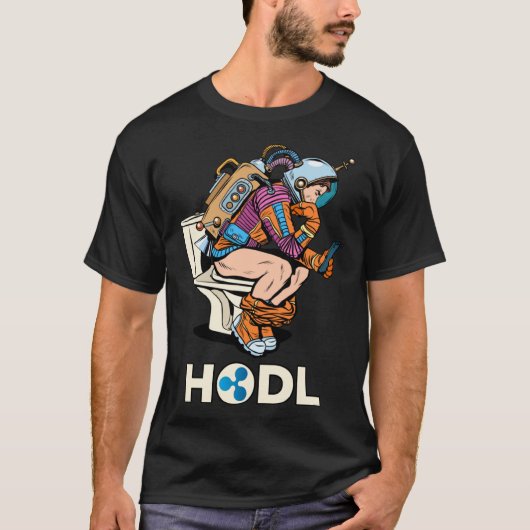Cryptocurrency Talk Ripple XRP HODL Space Man op T T-shirt (Voorkant)