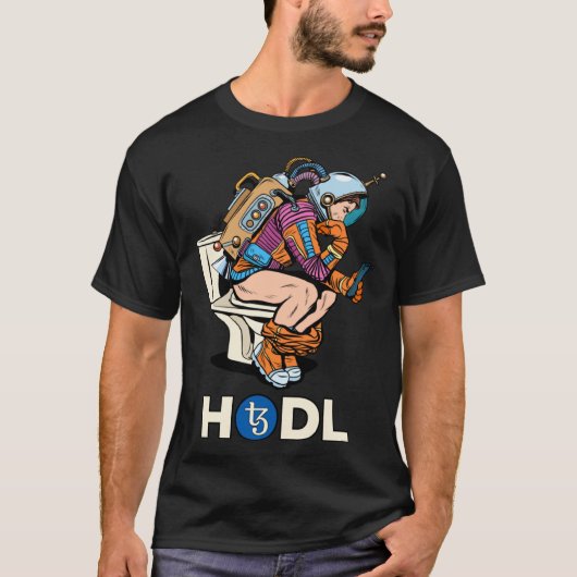 Cryptocurrency Talk Tezos HODL XTZ Space Man Op Na T-shirt (Voorkant)