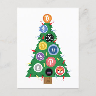 Cryptocurrency-versiering voor kerstbomen briefkaart