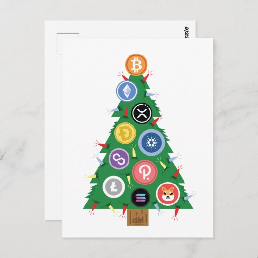 Cryptocurrency-versiering voor kerstbomen briefkaart (Voorkant / Achterkant)