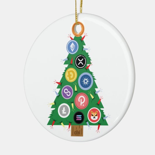 Cryptocurrency-versiering voor kerstbomen keramisch ornament (Links)