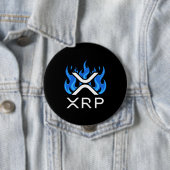 Cryptocurrency XRP Crypto Blue Flames Fire Melt Ronde Button 4,0 Cm (In situ)