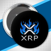 Cryptocurrency XRP Crypto Blue Flames Fire Melt Ronde Button 4,0 Cm
