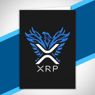 Cryptocurrency XRP Crypto Logo Blue Rising Phoenix Kaart