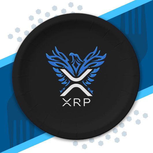 Cryptocurrency XRP Crypto Logo Blue Rising Phoenix Papieren Bordje