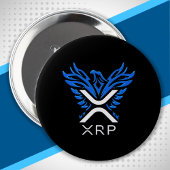 Cryptocurrency XRP Crypto Logo Blue Rising Phoenix Ronde Button 4,0 Cm