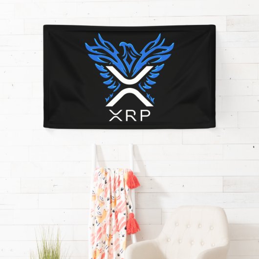 Cryptocurrency XRP Crypto Logo Blue Rising Phoenix Spandoek (Insitu)