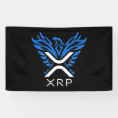 Cryptocurrency XRP Crypto Logo Blue Rising Phoenix Spandoek (Horizontaal)