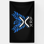 Cryptocurrency XRP Crypto Logo Blue Rising Phoenix Spandoek (Verticaal)