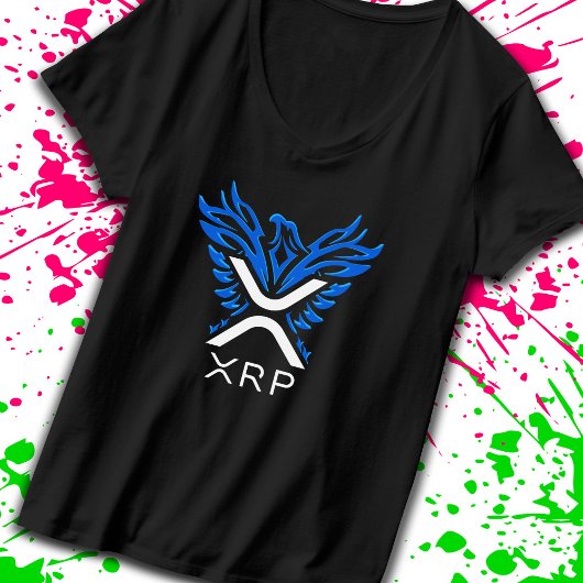 Cryptocurrency XRP Crypto Logo Blue Rising Phoenix T-shirt