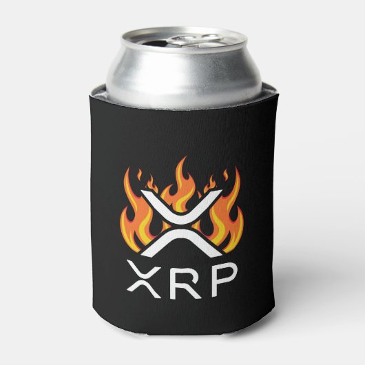 Cryptocurrency XRP Crypto Oranje Flames Fire Melt Blikjeskoeler (Blikje Voorkant)