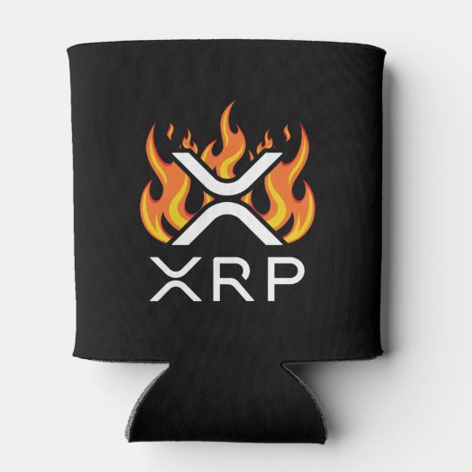 Cryptocurrency XRP Crypto Oranje Flames Fire Melt Blikjeskoeler (Achterkant)