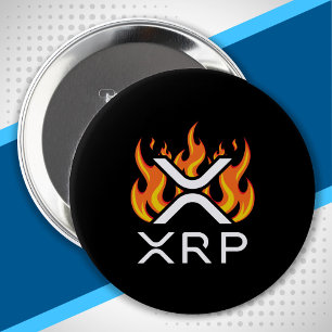 Cryptocurrency XRP Crypto Oranje Flames Fire Melt Ronde Button 4,0 Cm