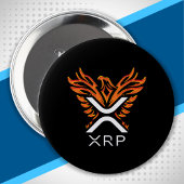 Cryptocurrency XRP Crypto Oranje Rising Phoenix Ronde Button 4,0 Cm