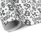 Cryptocurrency Zwart Wit Geld Patroon Cadeaupapier (Rol Hoek)