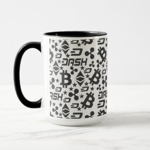 Cryptocurrency zwart-wit patroon mok