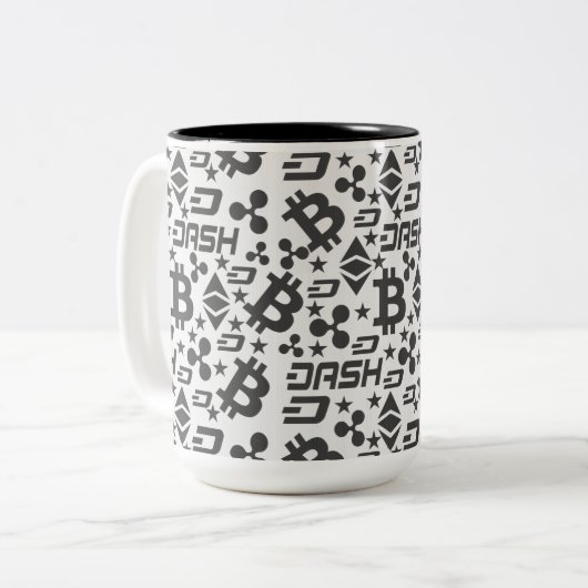 Cryptocurrency zwart-wit patroon mok (Voorkant links)