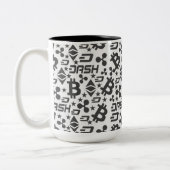 Cryptocurrency zwart-wit patroon mok (Links)