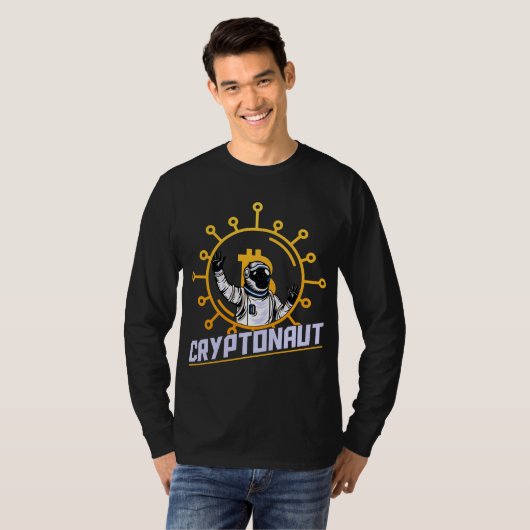 Cryptonaut - Crypto-astronaut Bitcoin en Ethereum T-shirt (Voorkant volledig)