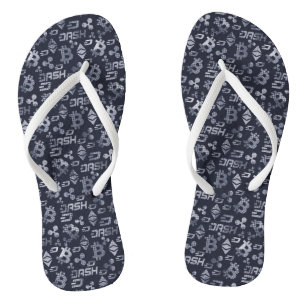 Cryptovaluta Blauwe Geld Patroon Teenslippers