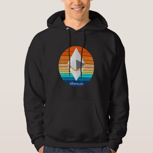 Cryptovaluta Ether Blockchain Etereum Retro Zonnen Hoodie (Voorkant)