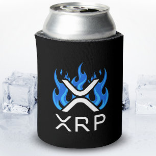 Cryptovaluta XRP Crypto Blauwe Vlammen Vuur Smelte Blikjeskoeler