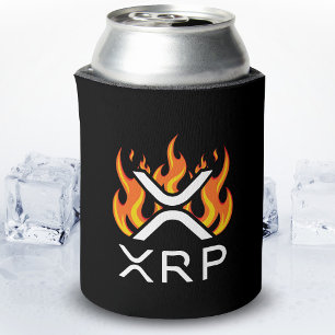Cryptovaluta XRP Crypto Oranje Vlammen Vuur Smelte Blikjeskoeler