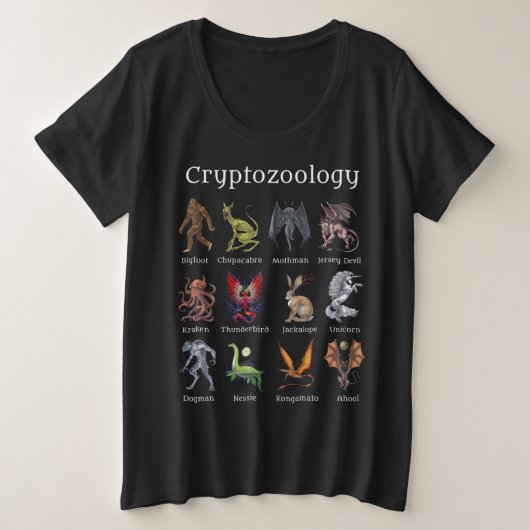 Cryptozoölogy Cryptid Creatures Grote Maat T-shirt (Design voorkant)