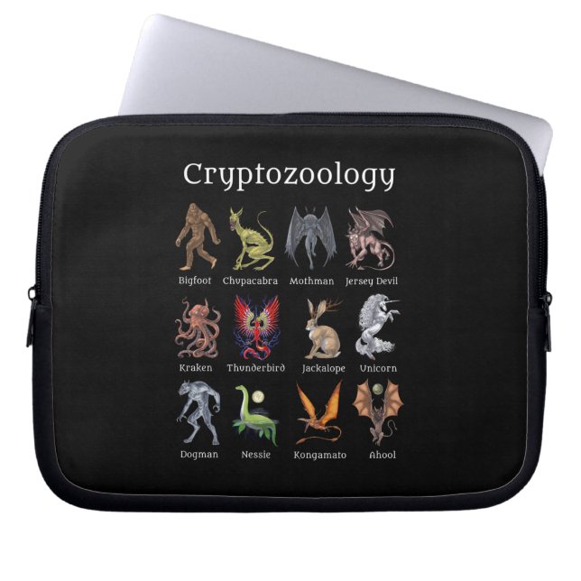 Cryptozoölogy Cryptid Creatures Laptop Sleeve (Voorkant)