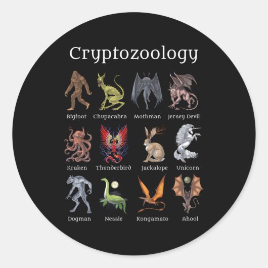 Cryptozoölogy Cryptid Cryptid Creater Fantasy Myth Ronde Sticker (Voorkant)