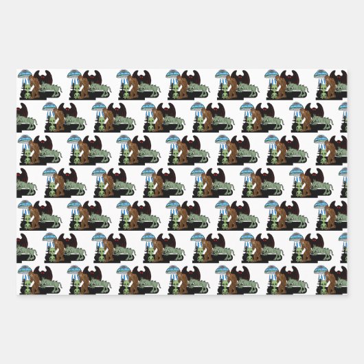 Cryptozoölogy Cryptids Big Foot Alien Mothman Inpakpapier Vel (Voorkant)