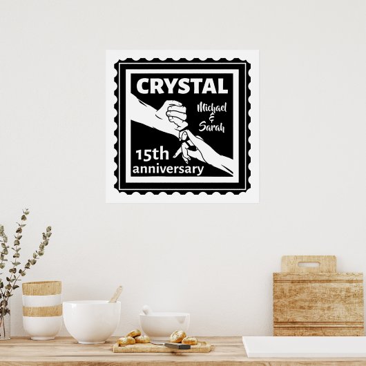 Crystal 15th bruiloft met handen poster (Keuken)