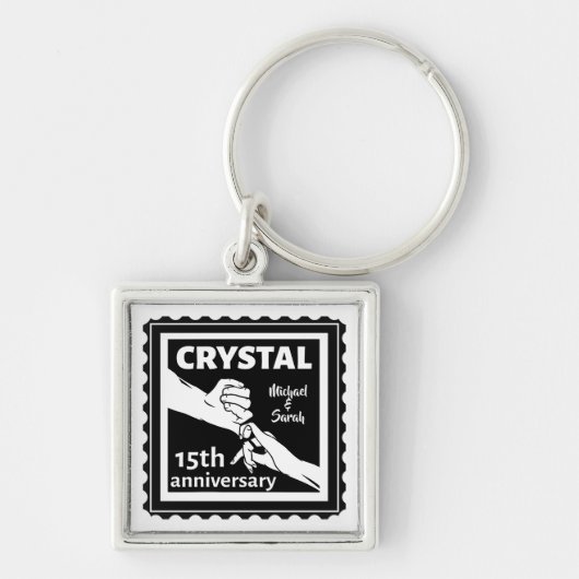 Crystal 15th bruiloft met handen sleutelhanger (Voorkant)