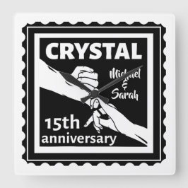 Crystal 15th bruiloft met handen vierkante klok