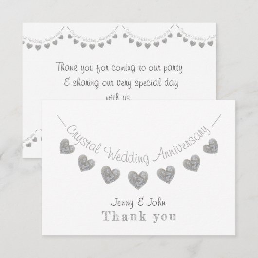 Crystal 15th trouwdag bedankt je kaart (Voorkant / Achterkant)