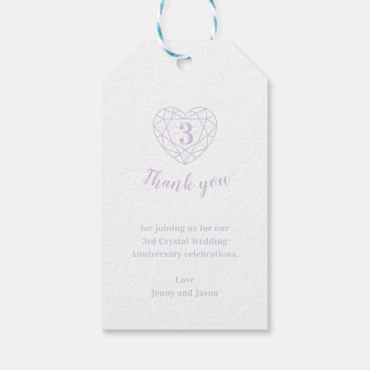Crystal 3e trouwdag hart gem labels cadeaulabel (Achterkant)