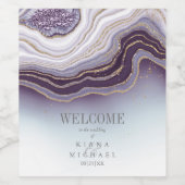Crystal Agate Wedding Welcome Amethyst ID825 Wijn Etiket (Enkel label)