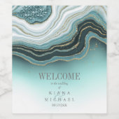 Crystal Agate Wedding Welkom Blauwgroen ID825 Wijn Etiket (Enkel label)