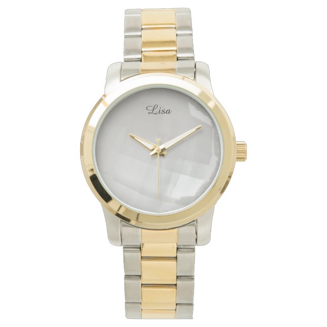 Crystal Alabaster - Gouden tweekleurige horloge (Voorkant)