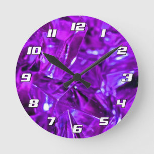 Crystal Amethyst Paarse edelsteen met cijfers Ronde Klok