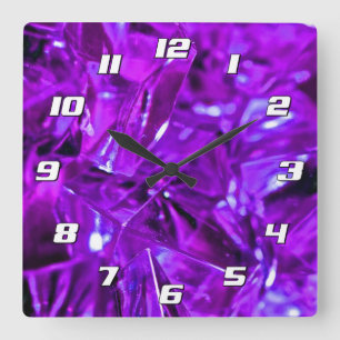 Crystal Amethyst Paarse edelsteen met cijfers Vierkante Klok