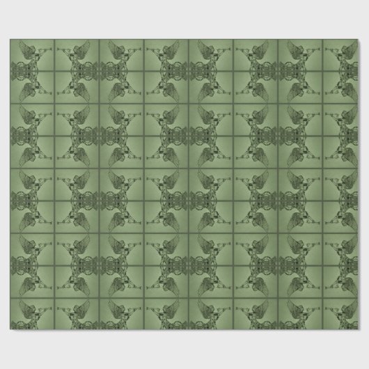 Crystal Angel op Green Geometric Cadeaupapier (Vlak)