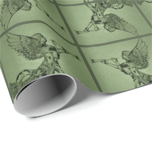 Crystal Angel op Green Geometric Cadeaupapier (Rol Hoek)