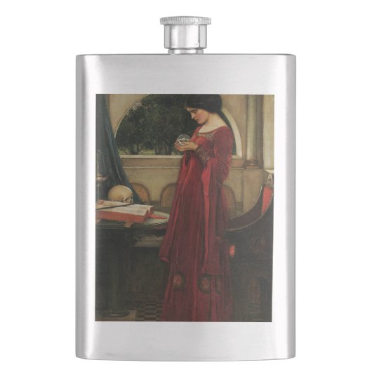 Crystal Bal Vrouw Waterhouse Schilderij Heupfles (Voorkant)