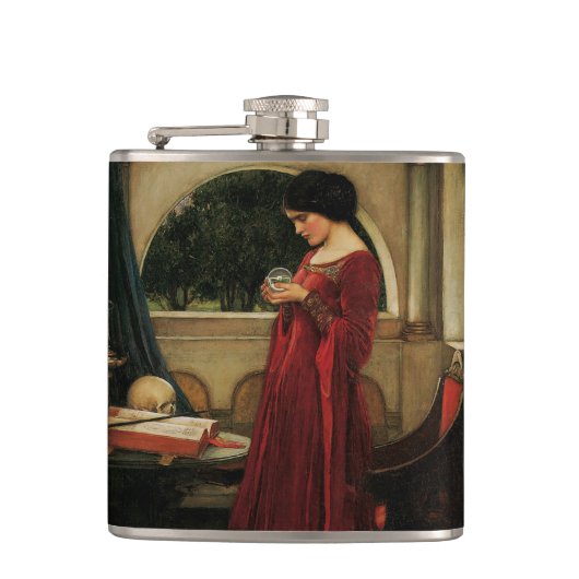 Crystal Bal Vrouw Waterhouse Schilderij Heupfles (Voorkant)