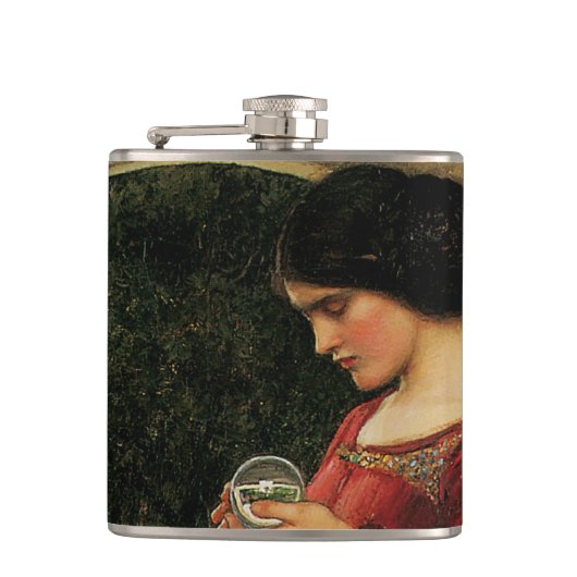 Crystal Bal Vrouw Waterhouse Schilderij Heupfles (Voorkant)