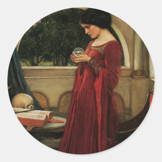 Crystal Bal Vrouw Waterhouse Schilderij Ronde Sticker (Voorkant)